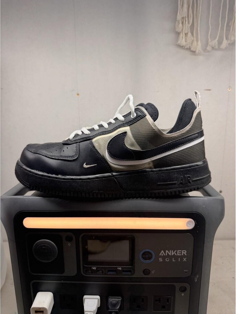 Nike Air Force 1 Low React Utility Mens 11.5 Black Grey DM0573-002 Leather